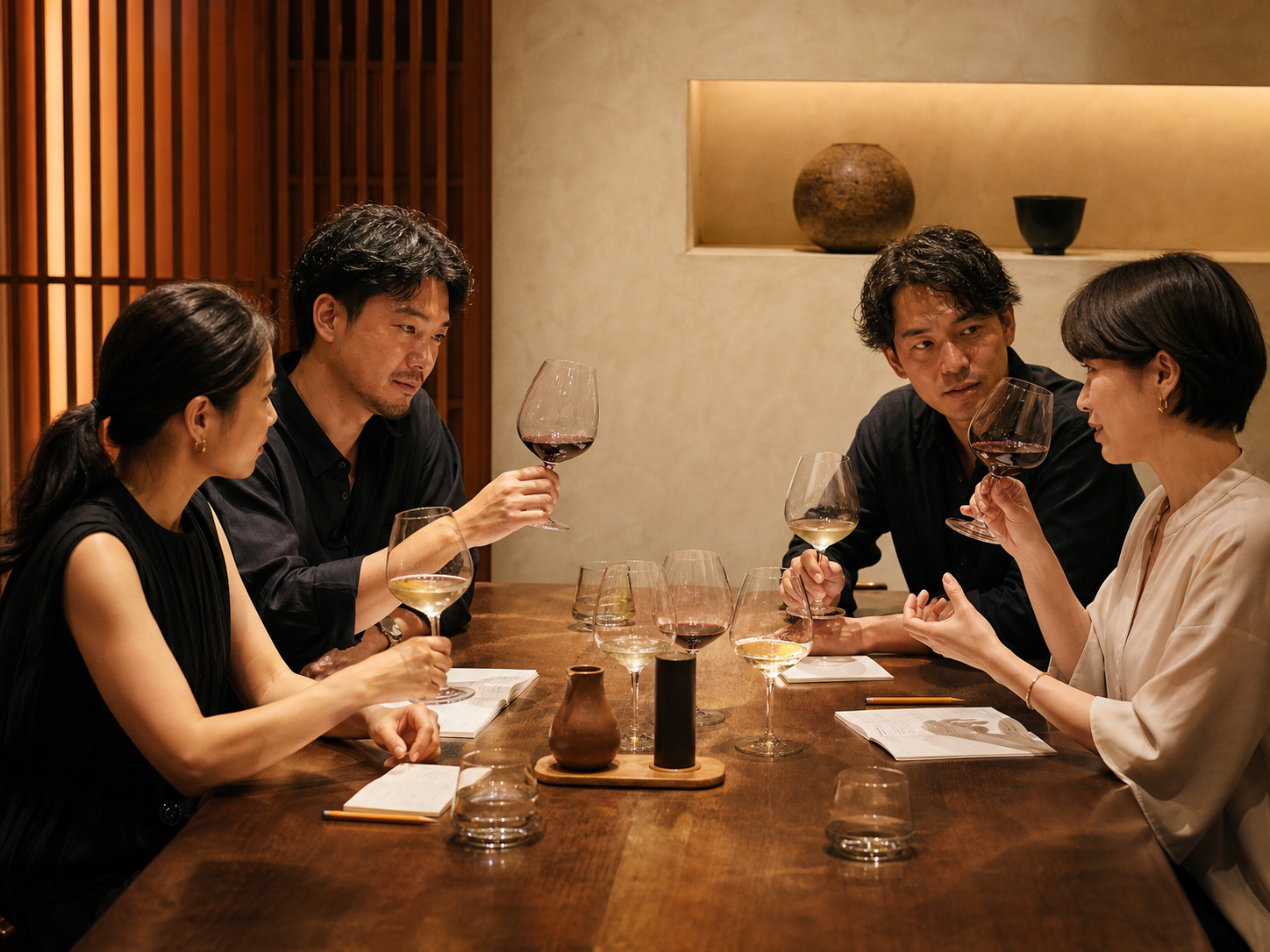 友人とワインを飲み比べる時間